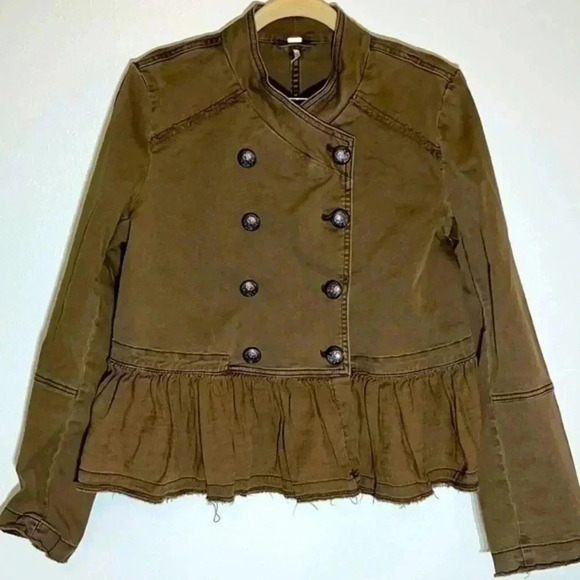 Free People Jackets & Blazers - Free People Women's Military Moto Jacket Raw Hem Size Small